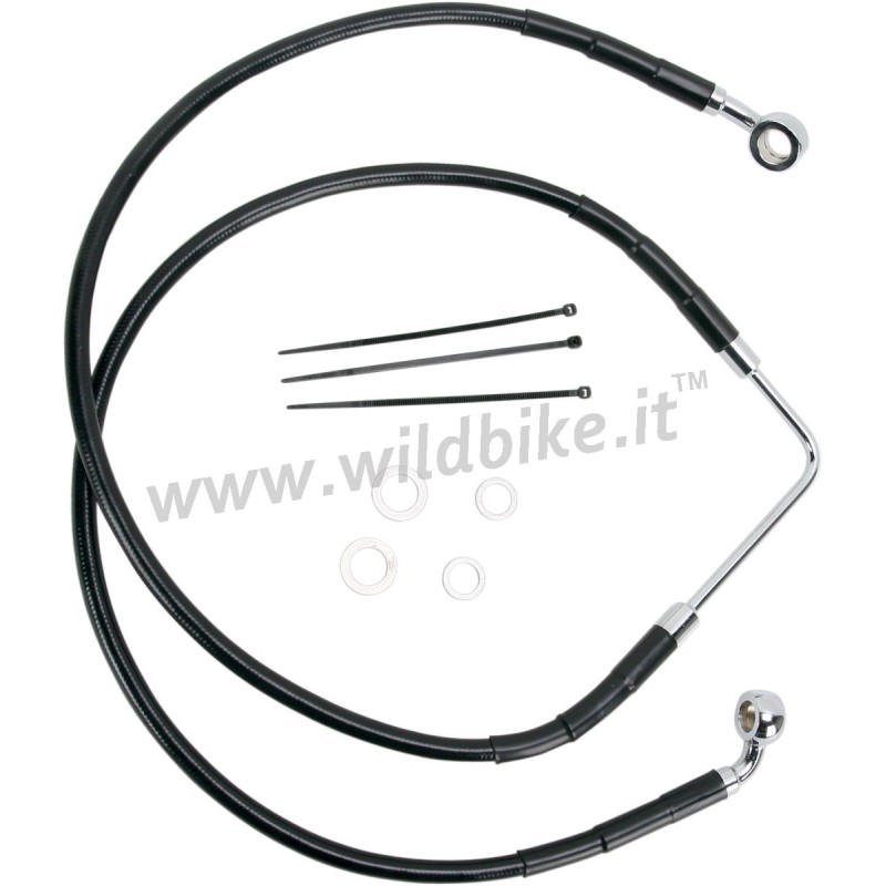 BLACK FRONT BRAKE LINE STEEL AIRCRAFT HARLEY DAVIDSON FXDB STREET BOB 06-12