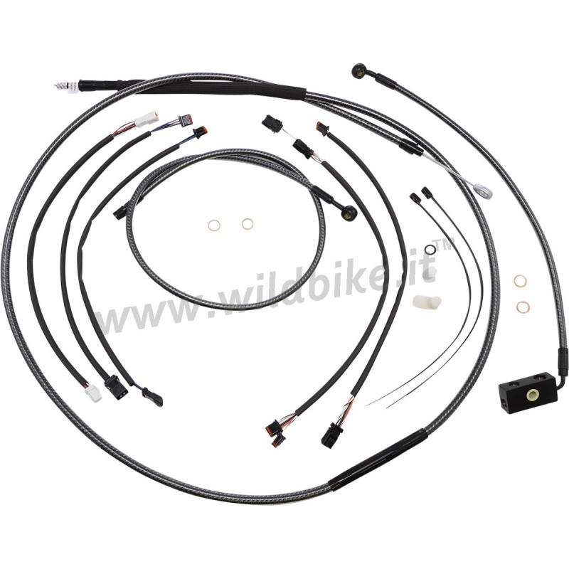 KITS CABLE/LIGNE PROLONGÉ COMPLETS GUIDON APE HANGER 15"/17" CF HARLEY DAVIDSON SOFTAIL M-EIGHT 18-23