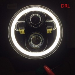 PHARE AVANT HOMOLOGUE LUCAS NOIR HALO LED 145 MM SUPPORT LATERAL POUR MOTO