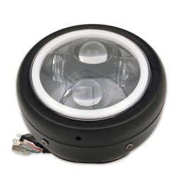 FARO FANALE ANTERIORE NERO OMOLOGATO RACE 145 MM HALO LED MONTAGGIO LATERALE MOTO