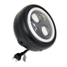 HEADLIGHT EU APPROVED RACE BLACK 145 MM HALO LED SIDE MOUNT MOTORCYCLE