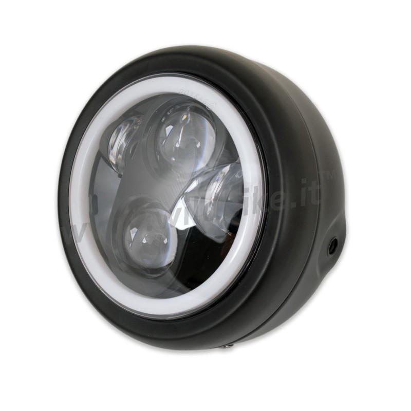 HEADLIGHT EU APPROVED RACE BLACK 145 MM HALO LED SIDE MOUNT MOTORCYCLE