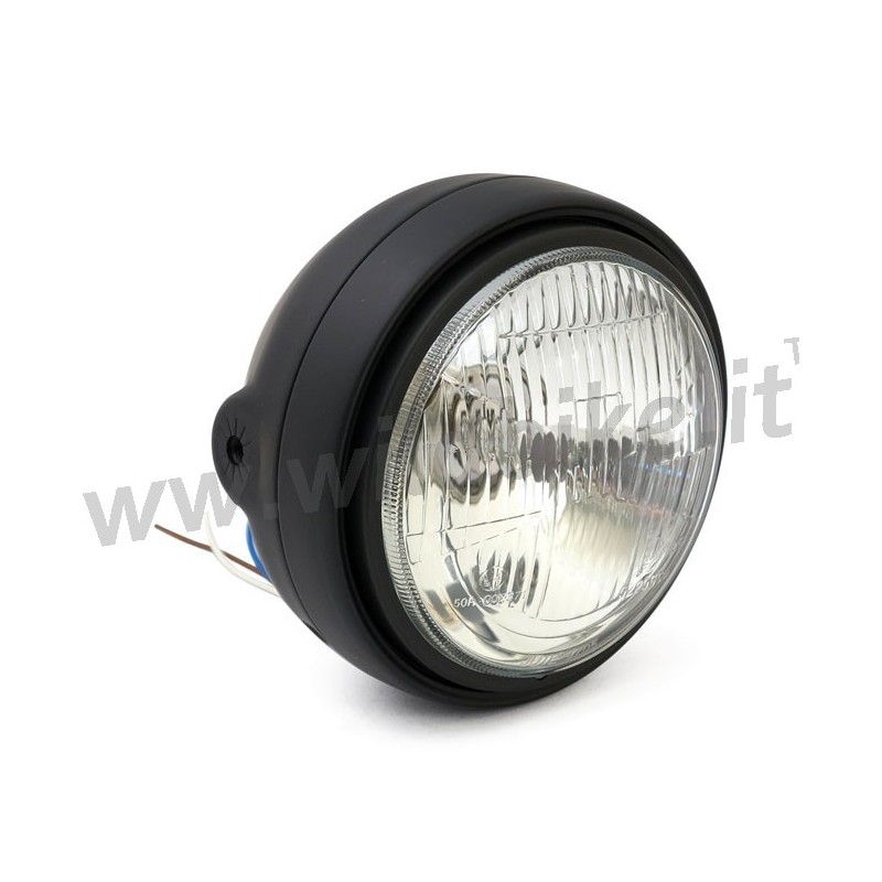 BLACK HEADLAMP ROADSTER 5 3/4" 140 MM SIDE MOUNT CUSTOM MOTORCYCLE