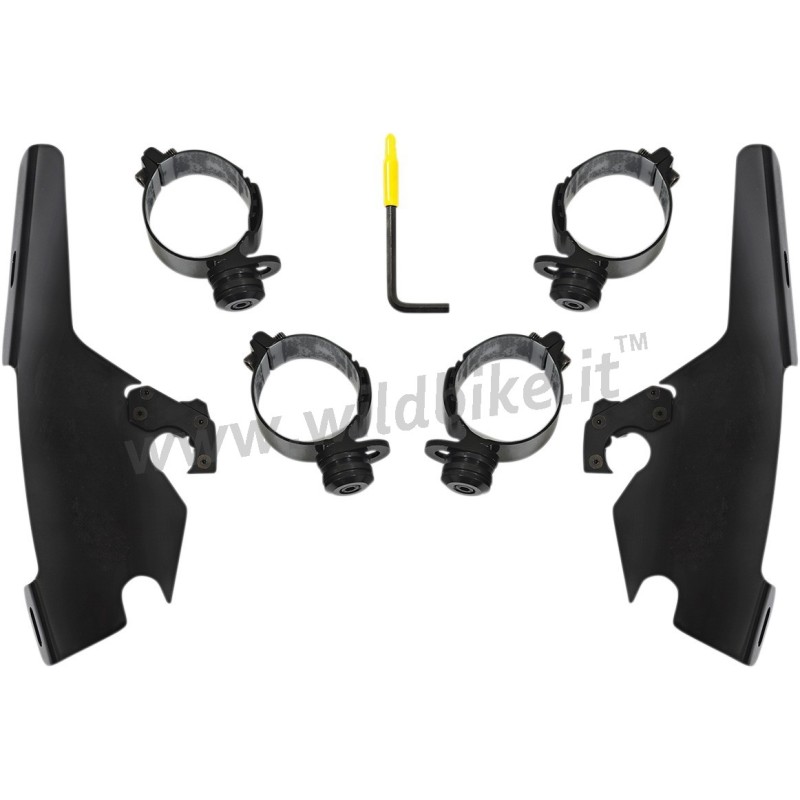BLACK STAINLESS MOUNT KIT BATWING FAIRING HARLEY DAVIDSON FLSB SPORT GLIDE 18-21