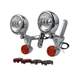 KIT STAFFE E FARI AUSILIARI LED CROMATI HARLEY DAVIDSON FLH TOURING 1999-2020