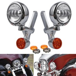 KIT STAFFE E FARI AUSILIARI LED CROMATI HARLEY DAVIDSON FLH TOURING 1999-2020