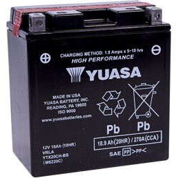 BATTERY YUASA ORIGINAL HIGH PERFORMANCE MAINTENANCE FREE YTX20CH-BS 18 AH FOR MOTORCYCLE