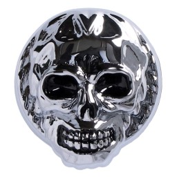 SKULL GRIPS CHROME/LEATHER 1" FOR CUSTOM MOTORCYCLE