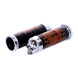 MANOPOLE SKULL TESCHIO IN CROMO/PELLE DA 1" PER HARLEY DAVIDSON 80-21