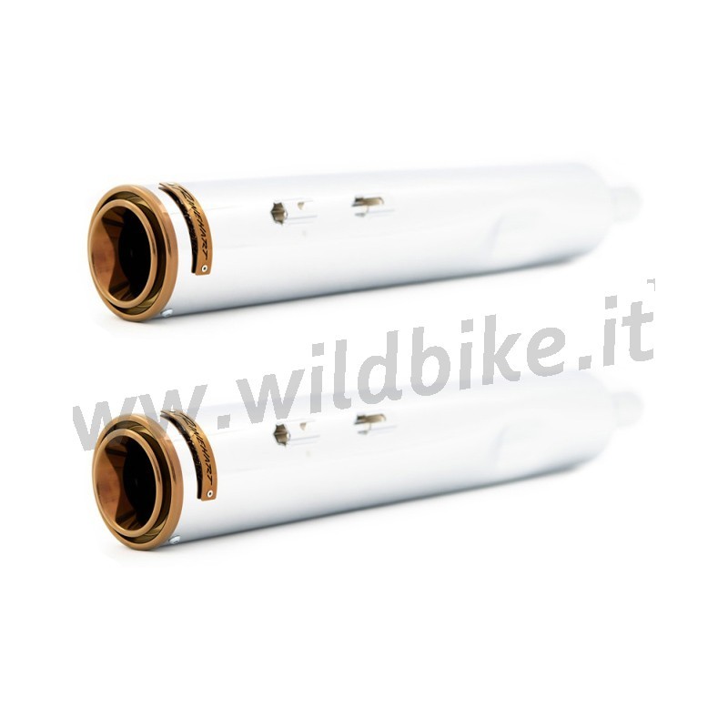 CHROME/COPPER EXHAUSTS MUFFLERS  SLIP-ON RINEHART HP45 XL HARLEY DAVIDSON FLH FLT TOURING 18-23