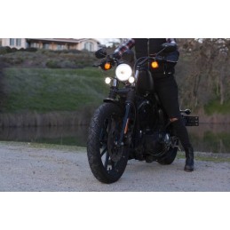 PHAREX AUXILIAIRES VIZOR ALUMINIUM NOIR HALOGÈNE 55 MM 12V / 50W MOTO CUSTOM ET HARLEY DAVIDSON