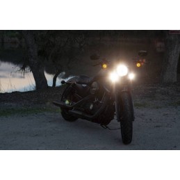 PHAREX AUXILIAIRES VIZOR ALUMINIUM NOIR HALOGÈNE 55 MM 12V / 50W MOTO CUSTOM ET HARLEY DAVIDSON