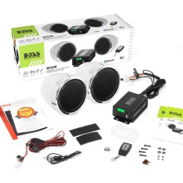 SISTEMA IMPIANTO AUDIO STEREO BOSS 3" 2 CH 600W CROMATO PER MOTO E HARLEY DAVIDSON