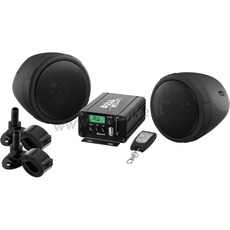 SISTEMA IMPIANTO AUDIO STEREO BOSS 3" 600W NERO PER MOTO E HARLEY DAVIDSON