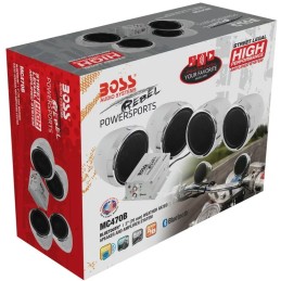 STEREO AUDIO SYSTEM BOSS 3" 4 CH 1000W CHROME FOR MOTORCYCLE AND HARLEY DAVIDSON