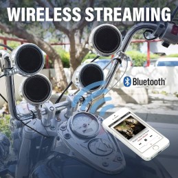 STEREO AUDIO SYSTEM BOSS 3" 4 CH 1000W CHROME FOR MOTORCYCLE AND HARLEY DAVIDSON