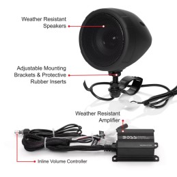 STEREO AUDIO SYSTEM BOSS 3" 4 CH 1000W BLACK FOR MOTORCYCLE AND HARLEY DAVIDSON
