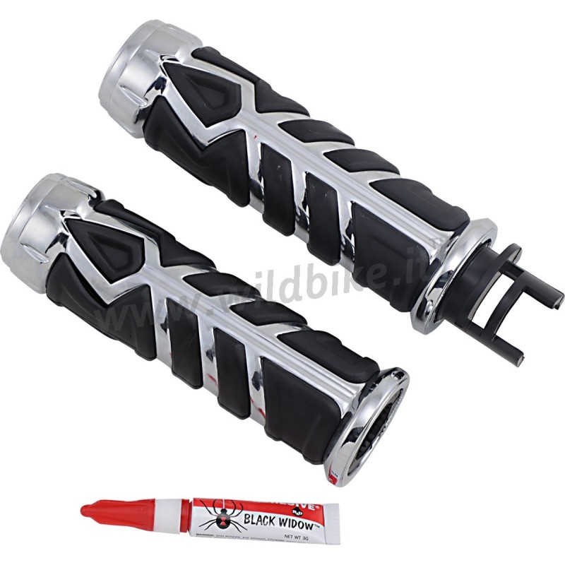 GRIPS KURYAKYN SPEAR 1" CHROME/BLACK FOR INDIAN 111 CHIEF/CHIEFTAIN/ROADMASTER/SPRINGFIELD '14-'18
