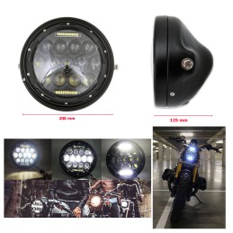 PHARES AVANT 15 LED EU APPROUVÉ 7.7" 200 MM SUPERLIGHT POUR MOTOCYCLETTE