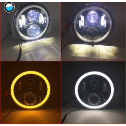 FARO FANALE ANTERIORE OMOLOGATO 7.5" 190 MM SUPERLIGHT ANGEL EYE LED PER MOTO