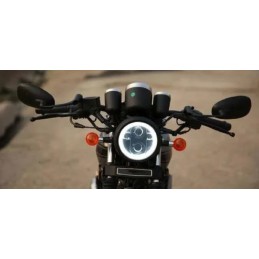 FARO FANALE ANTERIORE OMOLOGATO 7.5" 190 MM SUPERLIGHT ANGEL EYE LED PER MOTO
