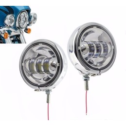SCHEINWERFERN ZUSATZ CHROM LED EU ZULASSUNG 120 MM FÜR MOTORRAD UND HARLEY DAVIDSON