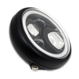 SCHEINWERFER SLIM 7.5" 190 MM MIT 4 LED UND ANGEL EYE RING EU ZUGELASSEN MOTORRAD