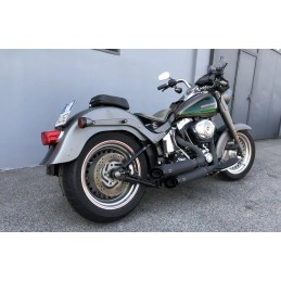 BLACK EXHAUSTS MUFFLERS MCJ BIG SHORT 90 EU APPROVED HARLEY DAVIDSON FXST FLST SOFTAIL 07-17