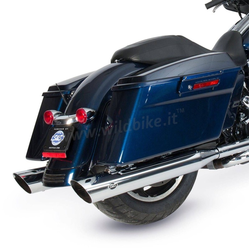 SCARICHI MARMITTE S&S SLIP-ON 4" SLASH CUT CROMATI HARLEY DAVIDSON FLH/FLT TOURING 95-16