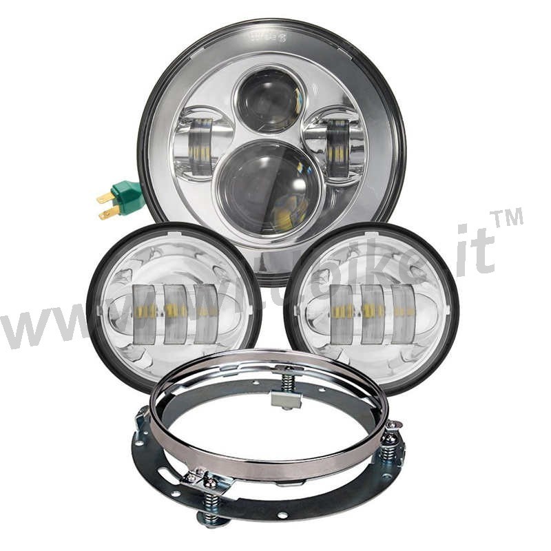 KIT DE PIÈCES PHARE LED EU APPROUVÉ CHROMÉ HARLEY DAVIDSON FLH FLT TOURING 94-13