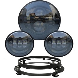 KIT PHARE ET FEUX AUXILIAIRES LED NOIR HOMOLOGUÉ UE HARLEY DAVIDSON FLH FLT TOURING 94-13