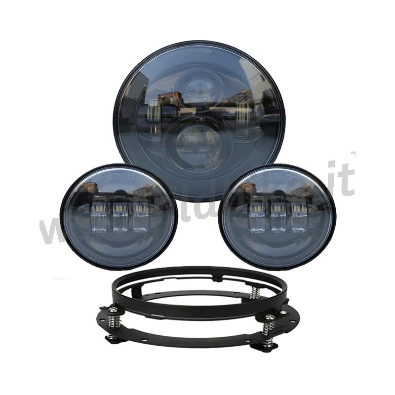 KIT SCHEINWERFER LED UND ZUSATZLEUCHTEN SCHWARZ EU ZULASSUNG HARLEY DAVIDSON FLH FLT TOURING 94-13