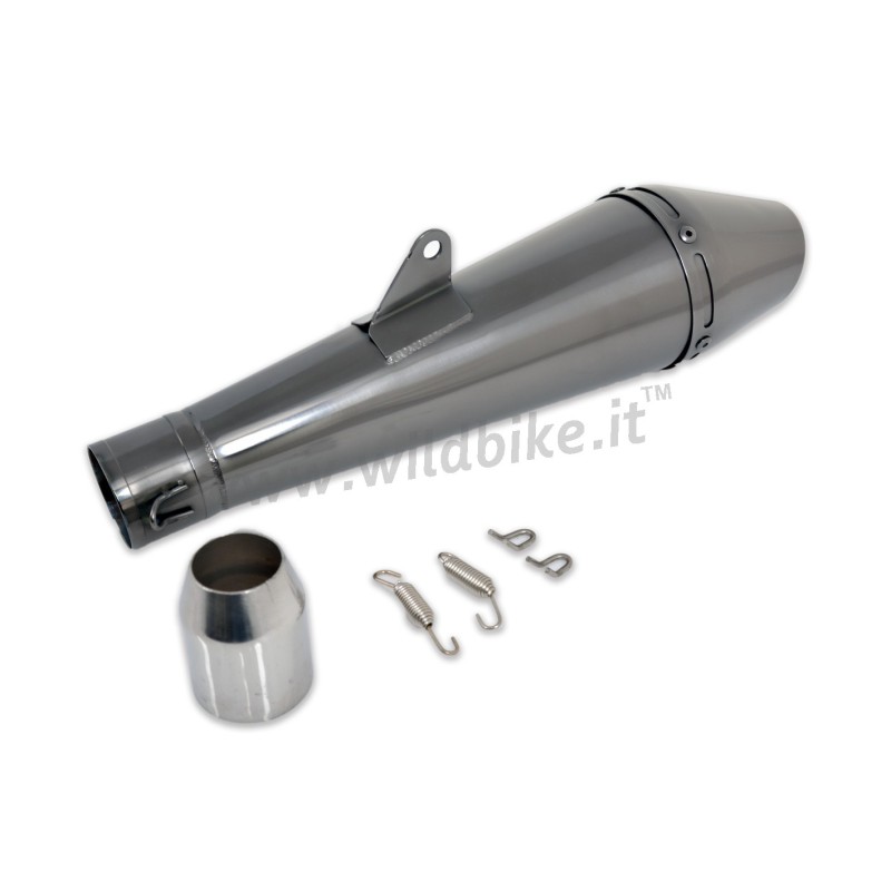 AUSPUFFSCHALLDÄMPFER SLIP-ON INOX DUNKEL CONE STYLE 3 UNIVERSAL FÜR MOTORRÄDER