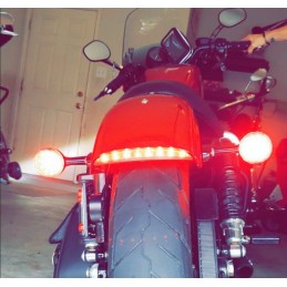 FEUX ARRIÈRE LED LUMIÈRE/FREIN ROUGE DEMI LUNE POUR AILE HARLEY DAVIDSON XL SPORTSTER '14-'17