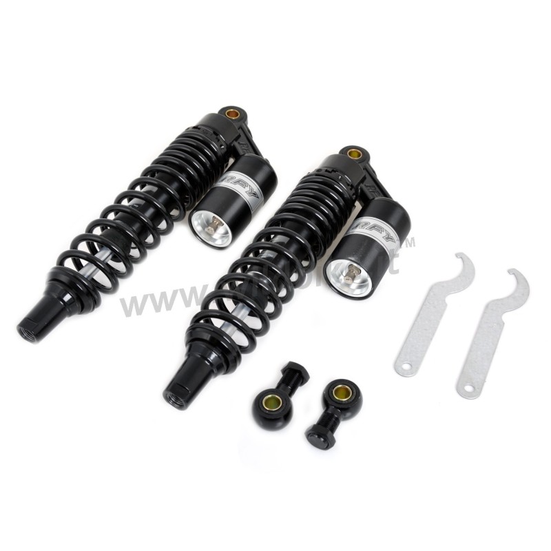 REAR SHOCK ABSORBERS UNIVERSAL GAS 360 MM RFY BLACK CUSTOM MOTORCYCLES AND HARLEY DAVIDSON