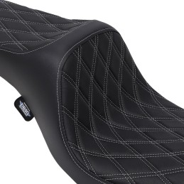 LEDER SITZ PREDATOR III DIAMOND SILVER SCHWARZEN für HARLEY DAVIDSON FXD DYNA 06-17