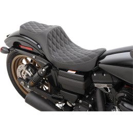 LEDER SITZ PREDATOR III DIAMOND SILVER SCHWARZEN für HARLEY DAVIDSON FXD DYNA 06-17