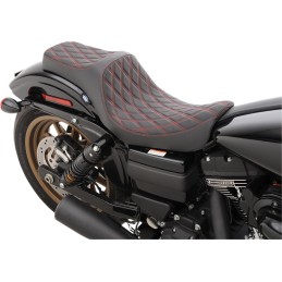 SELLA IN PELLE PREDATOR III DIAMOND RED NERA HARLEY DAVIDSON FXD DYNA 06-17