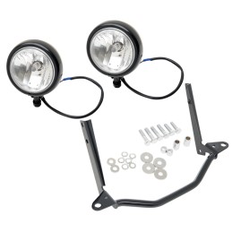 BLACK KIT AUXILIARY SPOTLIGHTS H8 EU APPROVED FOR HARLEY DAVIDSON FLS SOFTAIL 00-17