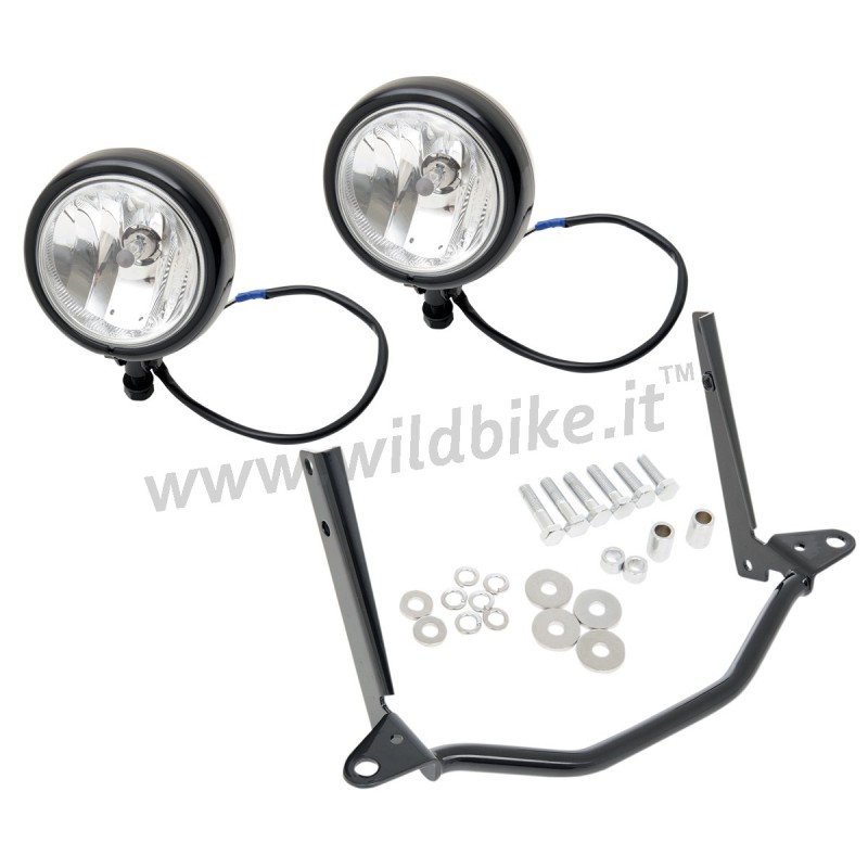 KIT ZUSATZSCHEINWERFER SCHWARZES H8 EU ZULASSUNG HARLEY DAVIDSON FLS SOFTAIL 00-17