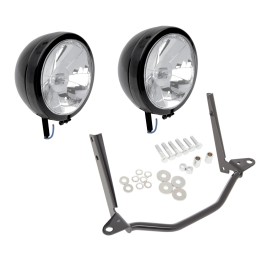 BLACK KIT AUXILIARY SPOTLIGHTS H3 EU APPROVED FOR HARLEY DAVIDSON FLS SOFTAIL 00-17