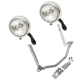 CHROME KIT AUXILIARY SPOTLIGHTS H8 EU APPROVED FOR HARLEY DAVIDSON FLS SOFTAIL 00-17
