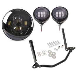 BLACK HEADLIGHT BODY LED CONVERSION KIT EU APPROVED HARLEY DAVIDSON FLS SOFTAIL 00-17