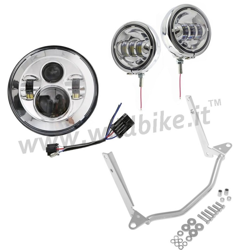 SCHEINWERFER LED KONVERTIERUNG KIT EU ZUGELASSEN CHROM HARLEY DAVIDSON FLS SOFTAIL 00-17