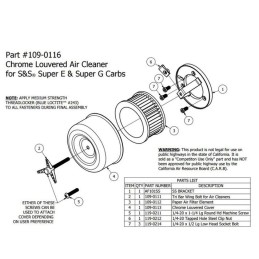 LUFTFILTER KIT TC BROS LOUVERED CHROM S&S SUPER E & G VERGASER HARLEY DAVIDSON