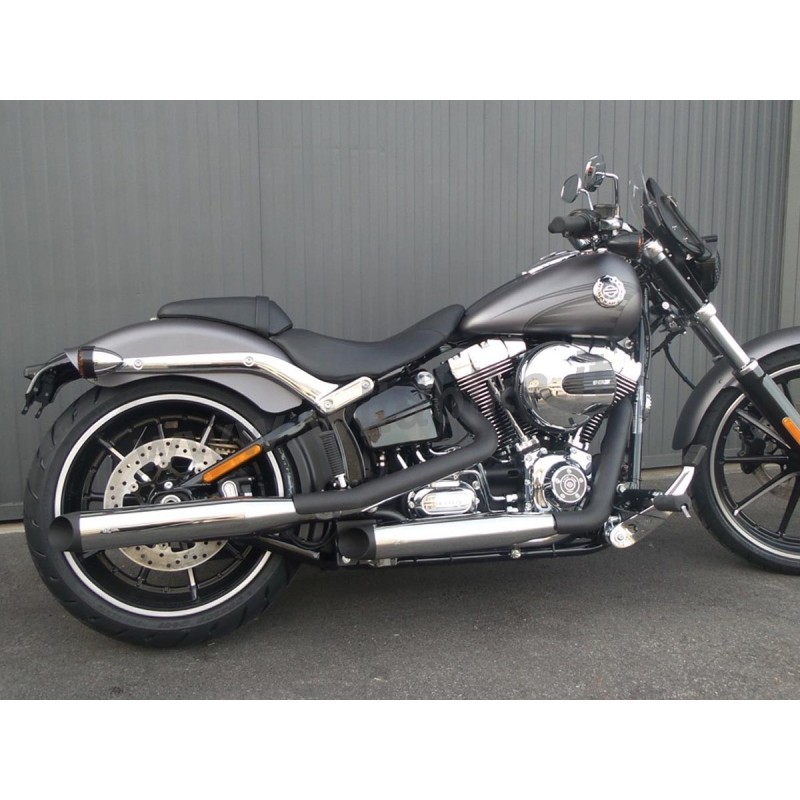 POTS D'ÉCHAPPEMENTS MCJ ROYAL 80 SLIP-ON APPROUVÉ EU CHROME HARLEY DAVIDSON SOFTAIL FXSB BREAKOUT 13-17