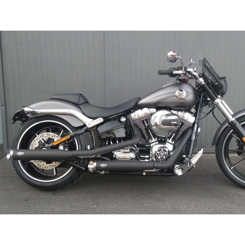 POTS D'ÉCHAPPEMENTS MCJ ROYAL 80 SLIP-ON APPROUVÉ EU NOIR HARLEY DAVIDSON SOFTAIL FXSB BREAKOUT 13-17