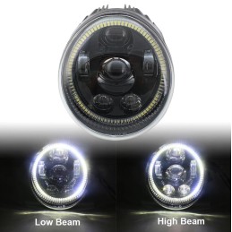 FARO ANTERIORE OMOLOGATO SUPERLIGHT LED ANGEL EYE NERO CON STAFFA PER MOTO HARLEY DAVIDSON V-ROD