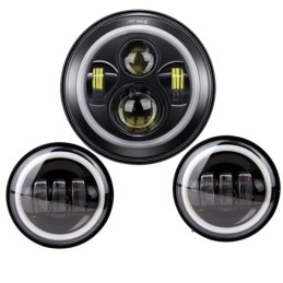 KIT PARABOLE ANTERIORI A LED ANGEL EYE NERI HARLEY DAVIDSON FXST FLST SOFTAIL 07-17