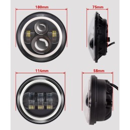 KIT SCHEINWERFER LED UND ZUSATZLEUCHTEN SCHWARZ ANGEL EYE HARLEY DAVIDSON FLH FLT TOURING 94-13